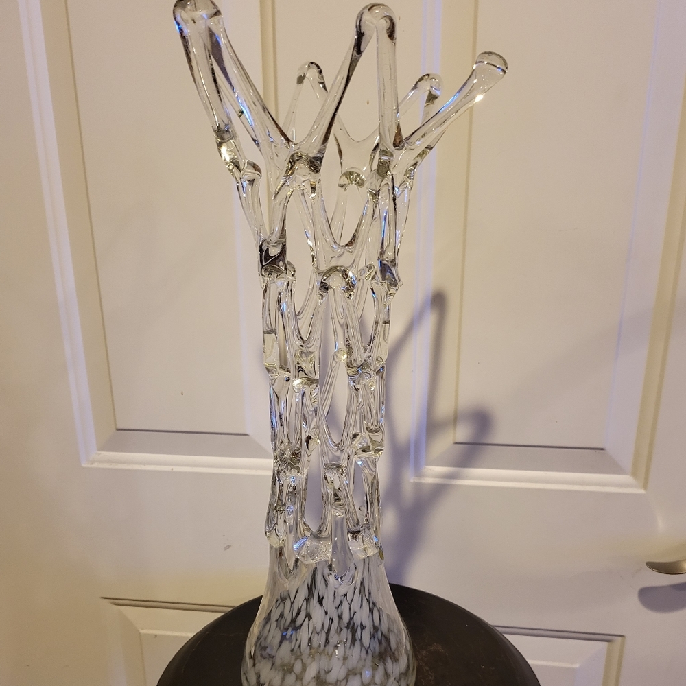 Ion Tamarian Fused Glass Lattice Sculpture Vase